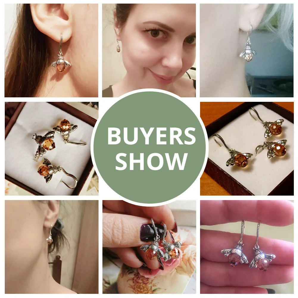 Bee Drop Earrings for Women Lovely Insect Earrings Fine Jewelry Gift