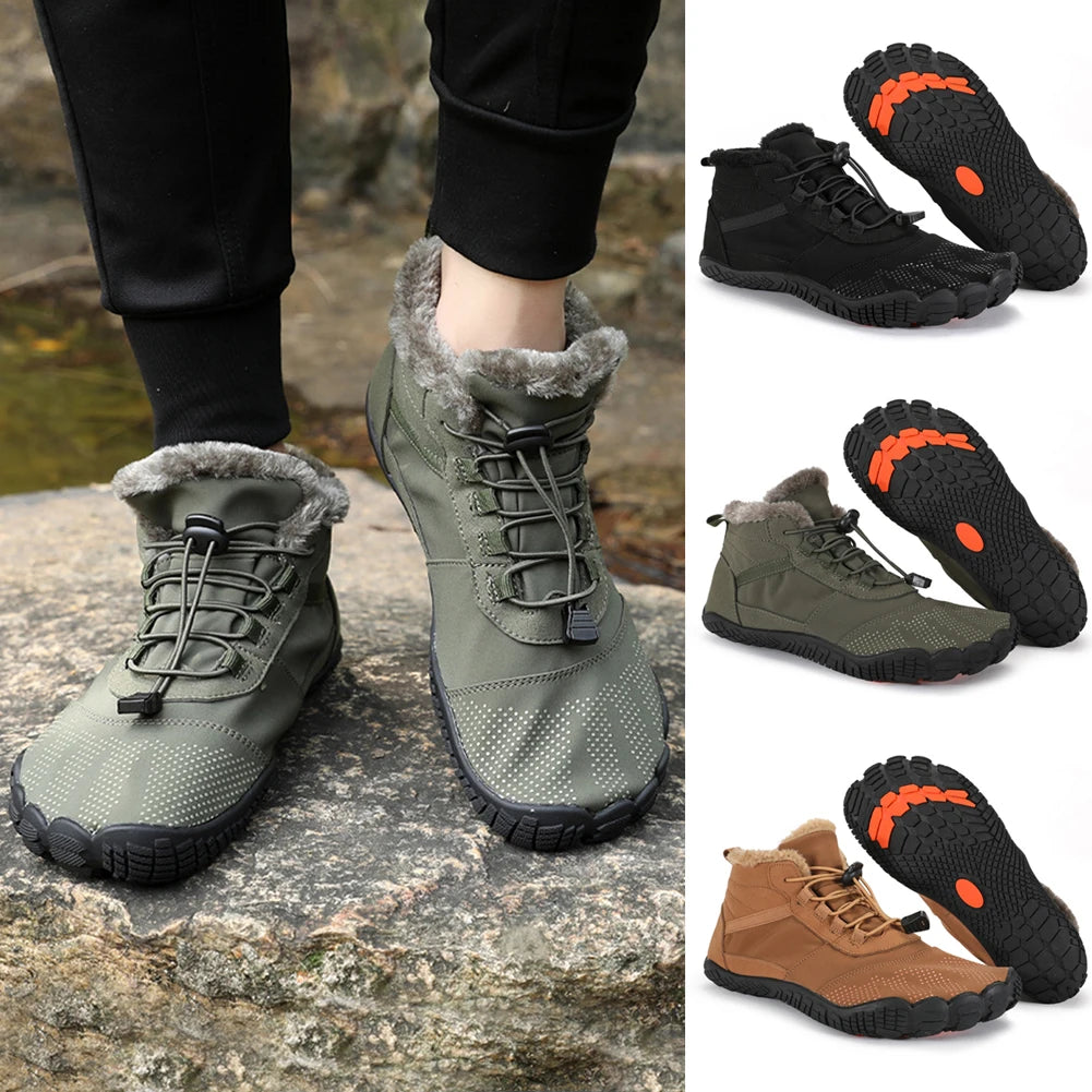 2023 Winter Boots for Men Women Snow Barefoot Casual Shoes Outdoor Work Shoes Ladies Warm Fur Men Ankle Shoes Male Snow Boots